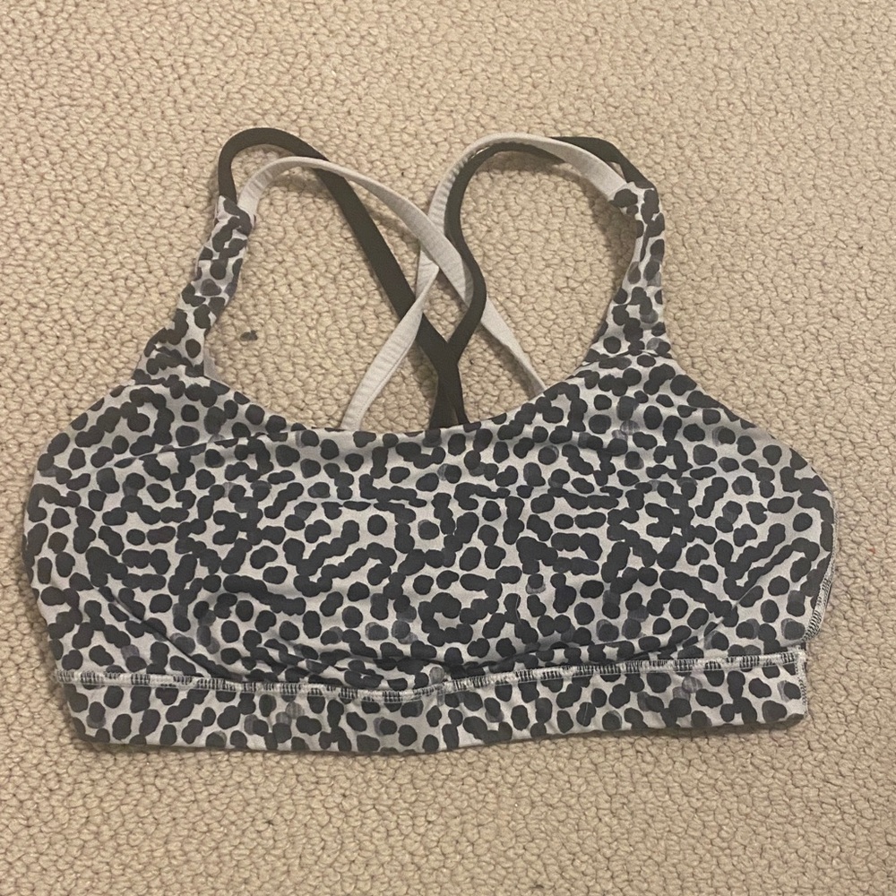 lululemon athletica Gray & Black Leopard-Print Crisscross Sports Bra